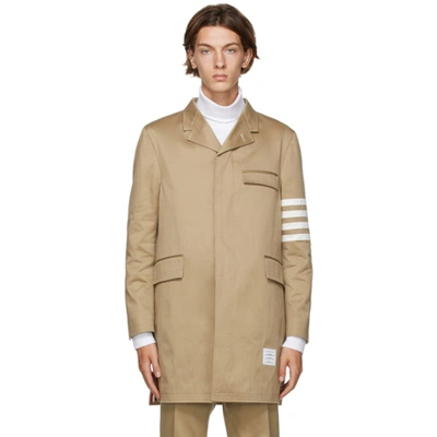 Shop Thom Browne Tan 4-bar Unconstructed Chesterfield Coat In 275 Camel