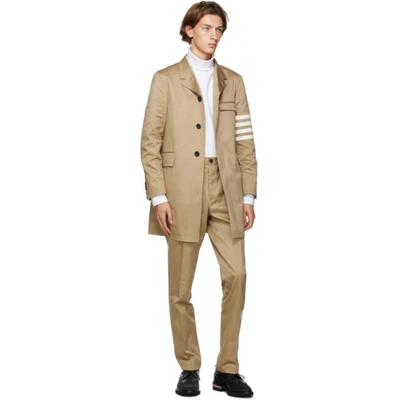 Shop Thom Browne Tan 4-bar Unconstructed Chesterfield Coat In 275 Camel