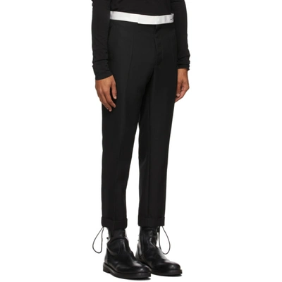 Shop Haider Ackermann Black And White Satin Waistband Trousers In Asphalt