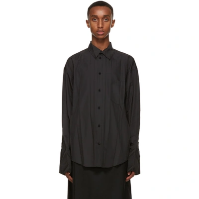 Shop Balenciaga Black Plissé Shirt In 1000 Black