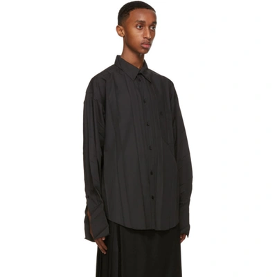 Shop Balenciaga Black Plissé Shirt In 1000 Black