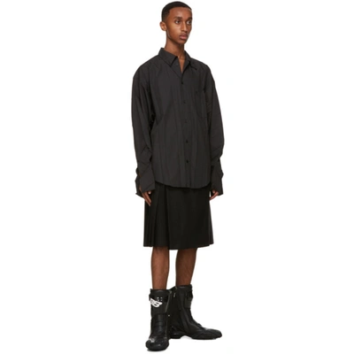 Shop Balenciaga Black Plissé Shirt In 1000 Black