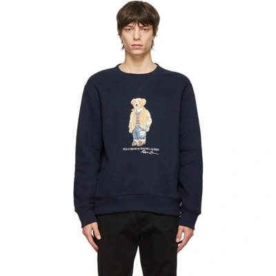 Shop Polo Ralph Lauren Navy Polo Bear Sweatshirt In Cruise Navy