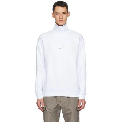 Shop Msgm White Micro Logo Turtleneck In 01 White