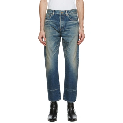 Shop Saint Laurent Blue Staight-cut Jeans In 4983 Drtywi