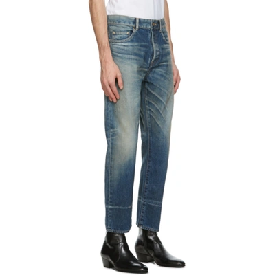 Shop Saint Laurent Blue Staight-cut Jeans In 4983 Drtywi