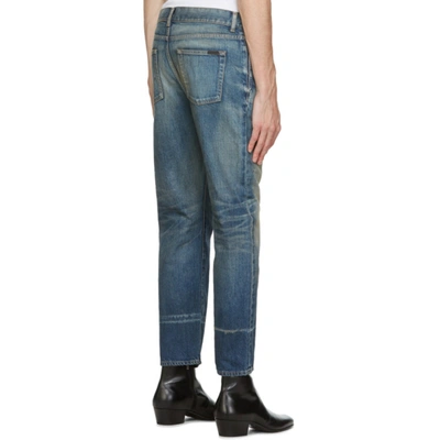 Shop Saint Laurent Blue Staight-cut Jeans In 4983 Drtywi