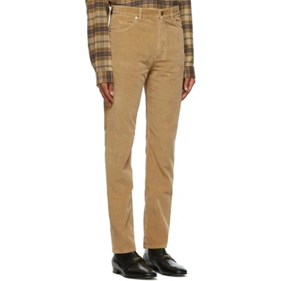 Shop Gucci Brown Washed Velvet Corduroy Trousers In 2602 Camel