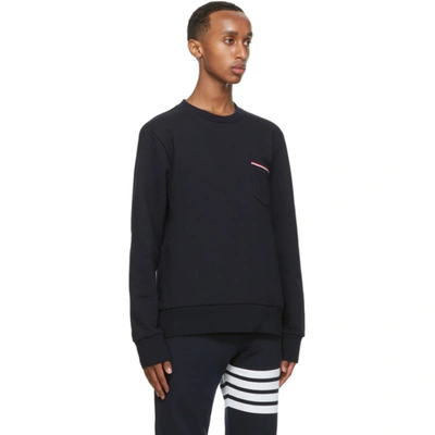 Shop Thom Browne Navy Striped Pocket Sweatshirt In 415 Navy
