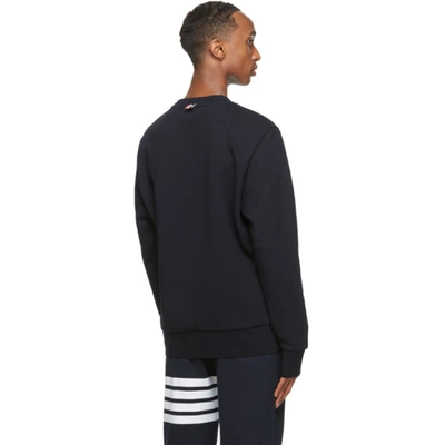 Shop Thom Browne Navy Striped Pocket Sweatshirt In 415 Navy