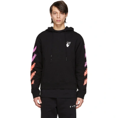 Off-white Men's Slim-fit Marker Diagonal Stripe Hoodie In Black