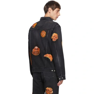 Shop Doublet Black Denim Hand-painted Boulangerie Jacket