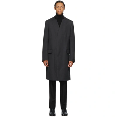 Shop Maison Margiela Grey Wool Collar Coat In 855m Charco