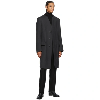 Shop Maison Margiela Grey Wool Collar Coat In 855m Charco