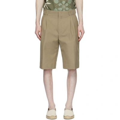 Shop Fendi Tan Houndstooth Shorts In F0909 Army