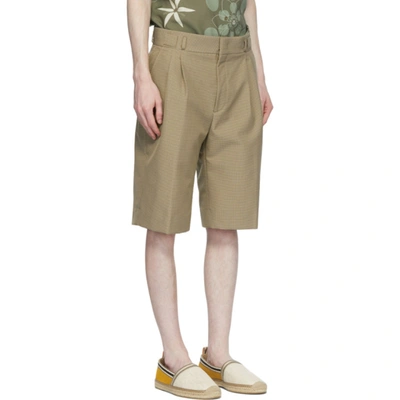 Shop Fendi Tan Houndstooth Shorts In F0909 Army