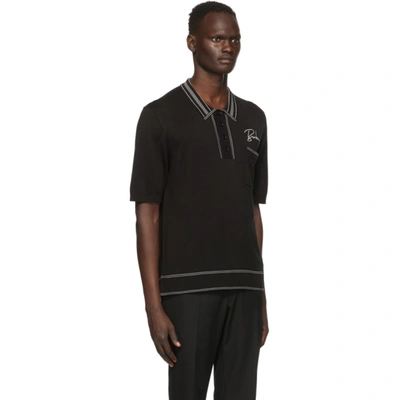 Shop Burberry Black Mulberry Silk Weston Polo In Black A1189