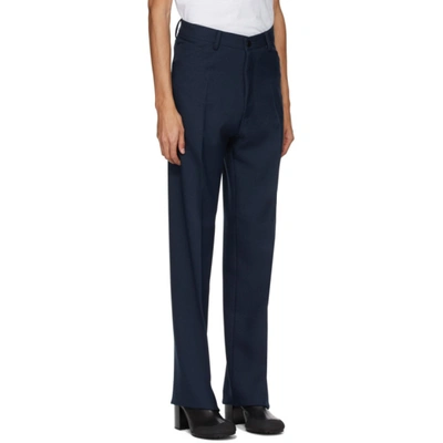 Shop Random Identities Navy High Waisted Trousers In French Navy
