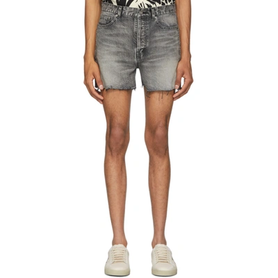 Shop Saint Laurent Black Denim Shorts In 1280 Medcar