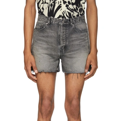 Shop Saint Laurent Black Denim Shorts In 1280 Medcar