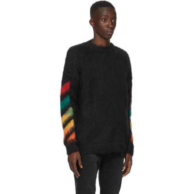 Shop Off-white Black Brushed Diag Sweater In Blk/rainbo