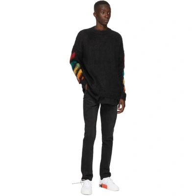 Shop Off-white Black Brushed Diag Sweater In Blk/rainbo