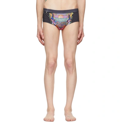 Shop Neil Barrett Multicolor Art Collage Swim Briefs In 1874 Blkmul