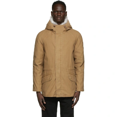 Shop Yves Salomon Brown Down & Fur Jacket In B2358 Musca