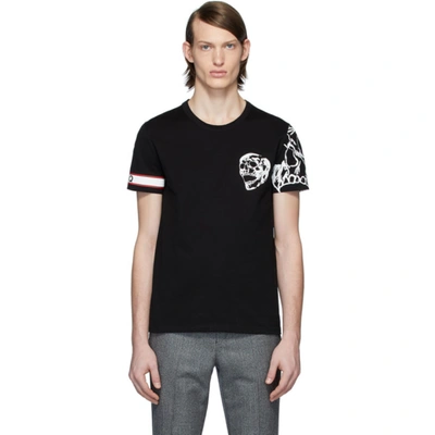 Shop Alexander Mcqueen Black Biker T-shirt In 0901 Blkmix