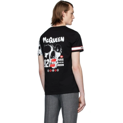 Shop Alexander Mcqueen Black Biker T-shirt In 0901 Blkmix