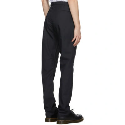 Shop Comme Des Garçons Homme Deux Navy Wool Gabardine Trousers In 2 Navy