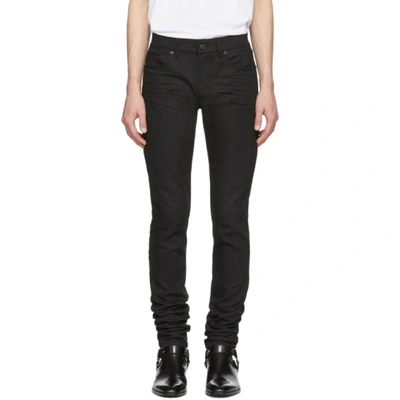 Shop Saint Laurent Black Skinny 5 Pocket Medium Jeans In 1080 Usedbl