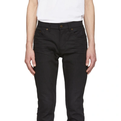 Shop Saint Laurent Black Skinny 5 Pocket Medium Jeans In 1080 Usedbl