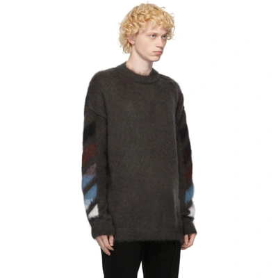 Shop Off-white Grey Brushed Diag Sweater In 0987 Grey