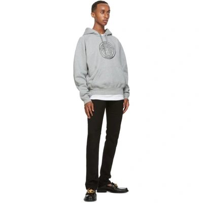 Shop Versace Grey College-fit Medusa Hoodie In A8026 Grey