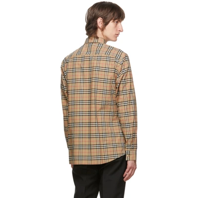 Shop Burberry Beige Check Simpson Shirt In Beige A7028