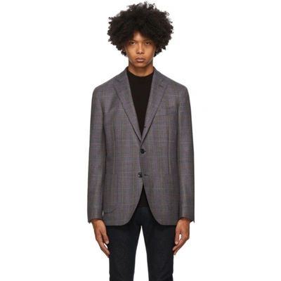 Shop Etro Grey Check Wool Blazer In 2 Grey