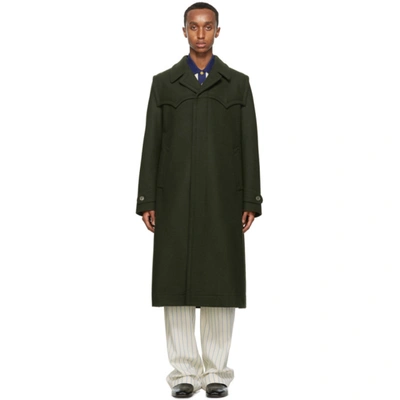 Shop Gucci Green Wool Tailored Loden Coat In 3221 Underw