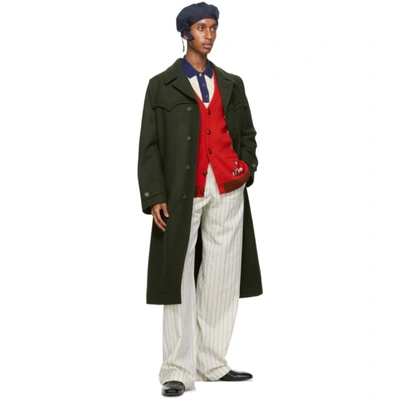 Shop Gucci Green Wool Tailored Loden Coat In 3221 Underw