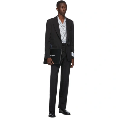 Shop Off-white Black Virgin Wool Strap Fastening Blazer