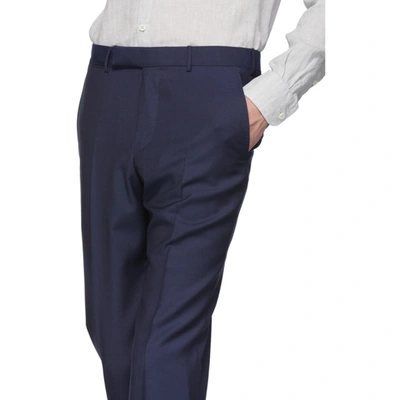 Shop Ermenegildo Zegna Navy Wool Suit Trousers