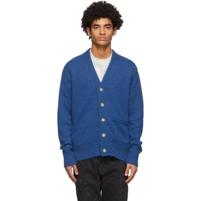 Shop Aimé Leon Dore Blue Mohair Cardigan In Blue Quartz