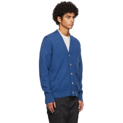 Shop Aimé Leon Dore Blue Mohair Cardigan In Blue Quartz