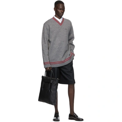 Shop Maison Margiela Black Flannel Pinstripe Shorts In 002f Blkstr