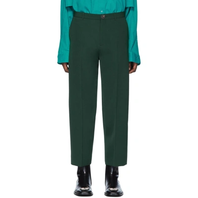 Shop Balenciaga Green Cropped Trousers In 4440 Green