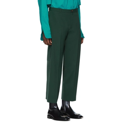 Shop Balenciaga Green Cropped Trousers In 4440 Green