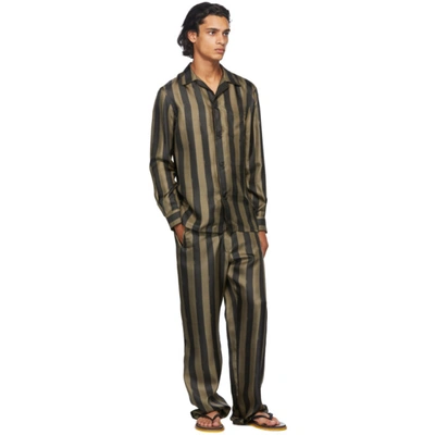 Shop Fendi Brown Striped Pyjama Trousers In F0gme Tobac