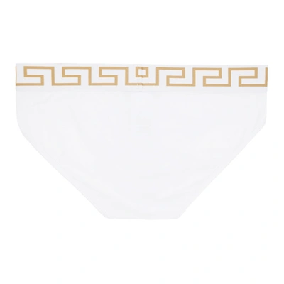 Shop Versace White Medusa Briefs In A81h Whtgld