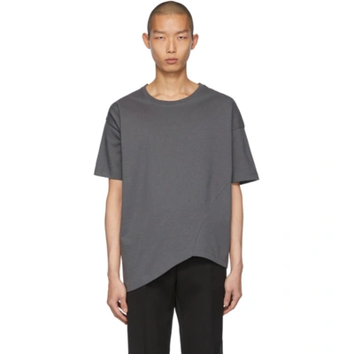 Shop Bottega Veneta Grey Asymmetric T-shirt In 1412 Steel