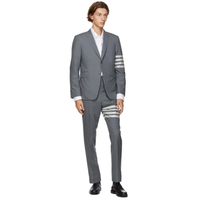 Shop Thom Browne Grey 4-bar Backstrap Trousers In 035 Med Gre
